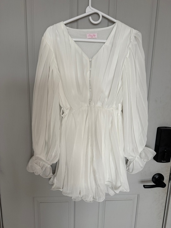 Pink Lily Dresses & Skirts - Pink Lily White Pleated Button-Front Romper
